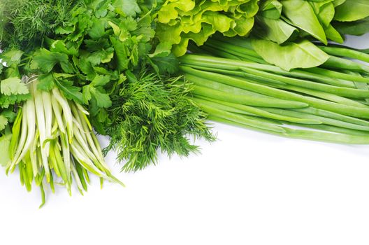 Fresh herbs isolated on white