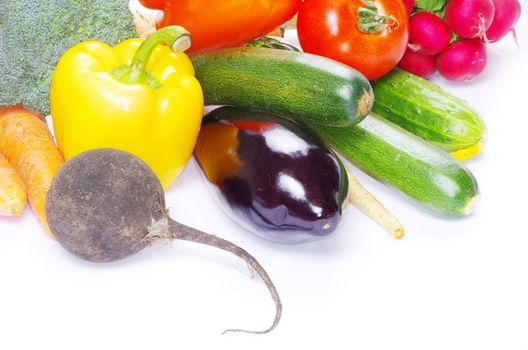  vegetables on the white background