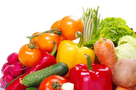 fresh vegetables on the white background
