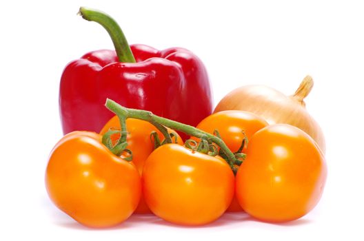 fresh vegetables on the white background