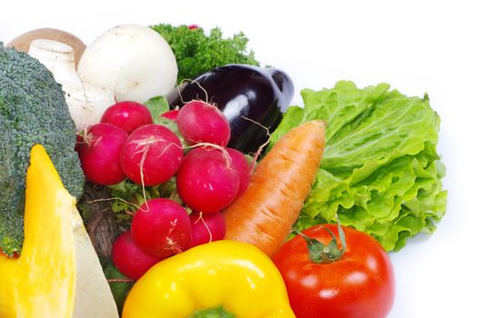  vegetables on the white background