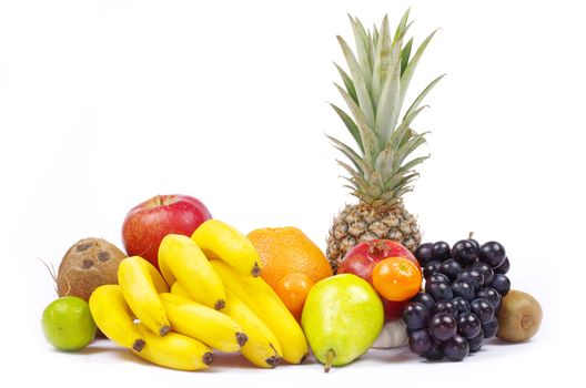 Composition with fruits isolated on white