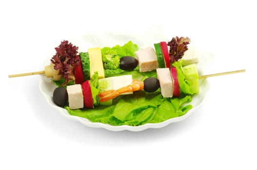 salad with vegetables on white background