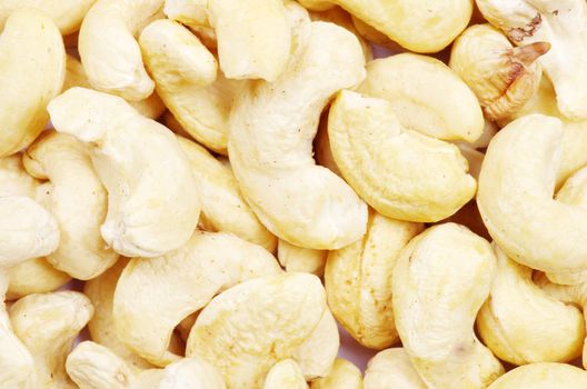 Closeup of salty  cashews ready to eat