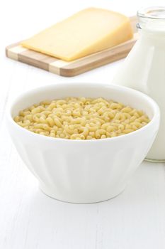 Delicious macaroni and cheese gourmet ingredients, a welcomed meal for adults and kids dinner.