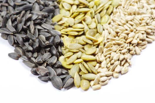 Close up image of sunflower and pumpkin seeds