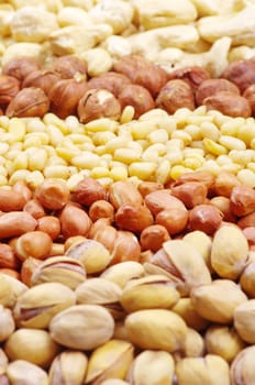 various nuts on a background
