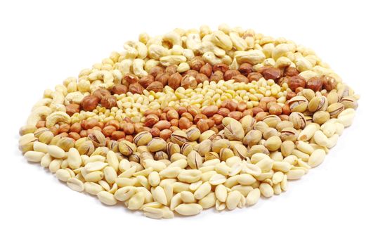 mixed nuts on white background