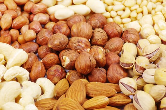 various nuts on a background