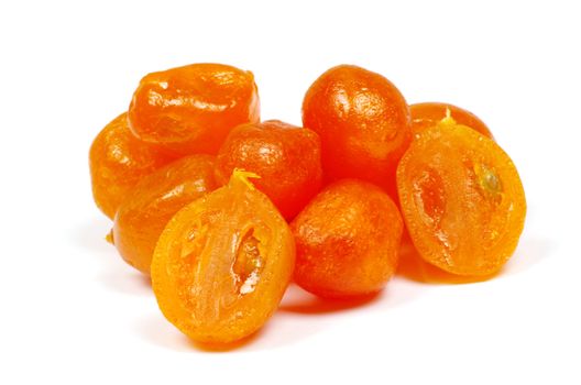 Dried kumquat isolated on a white background.
