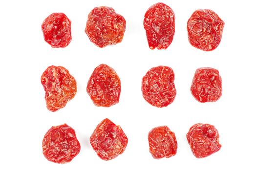 red dried goji berries on white