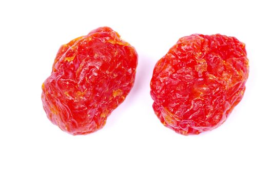 red cranberries berries on white