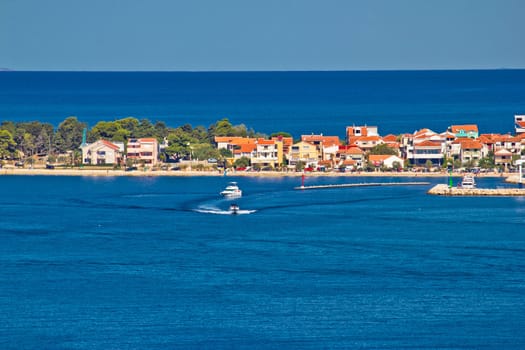 Zadar peninsula tourist destination and blue sea, Dalmatia, Croatia