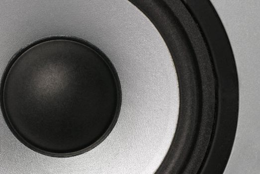 Musical speaker. A photo close up details modern speaker