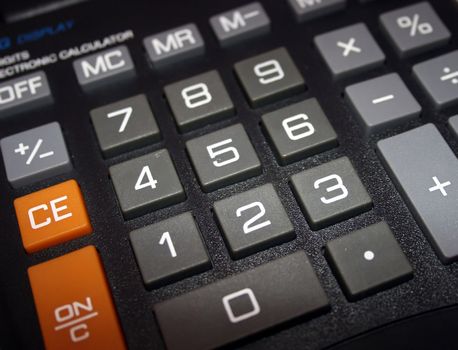 A macro of a big electronic calculator.