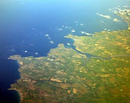 The south west of England, UK from an aeroplane.