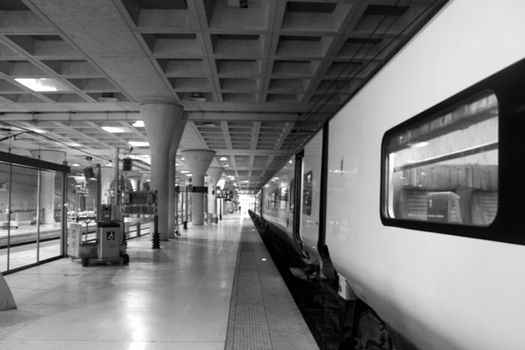 A platform in a train station in France.