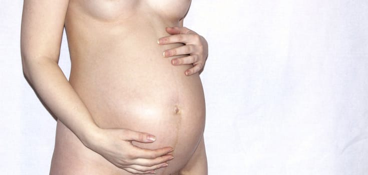 The image of a stomach of the pregnant woman