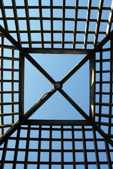 Geometric patterns on the roof of a gazebo.