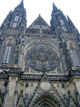 View of ancient cathedral in old Prague, Czech Republic.