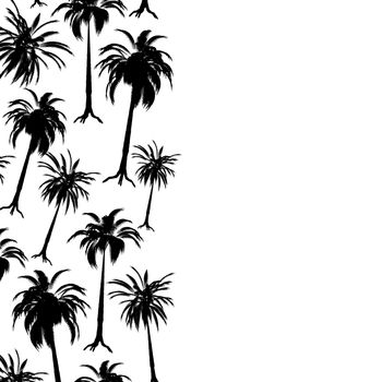 Palm tree border in stark black and white with copy space