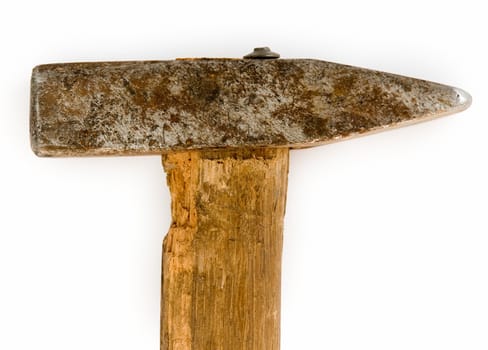 Old hammer on a white background.