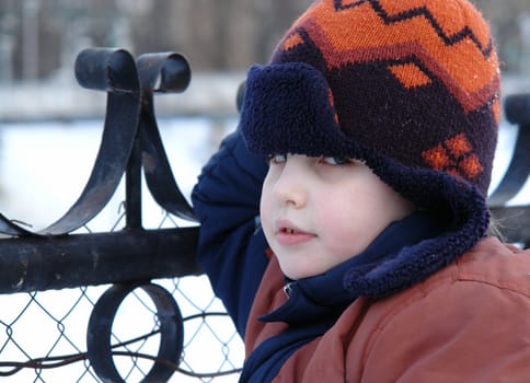 The little boy in a winter cap