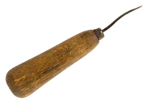 The old awl on a white background
