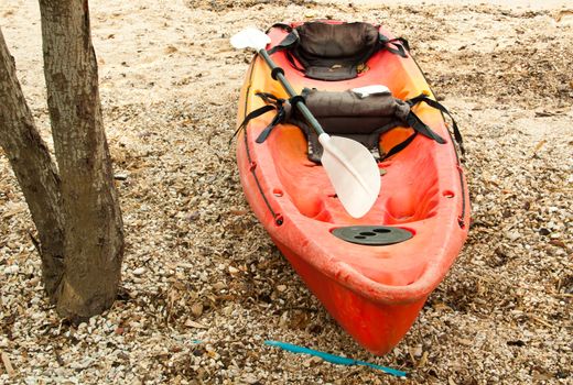 Kayaks on the beach. Get ready to be used in the game sport. And is regarded as one of the sport.