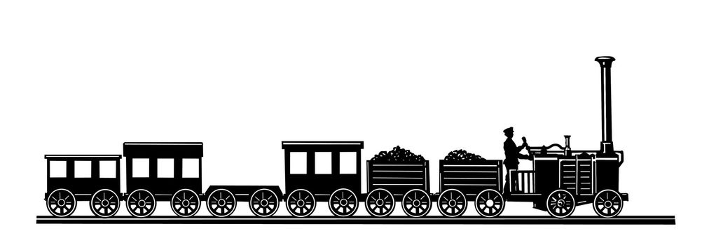 vector old-time train on white background