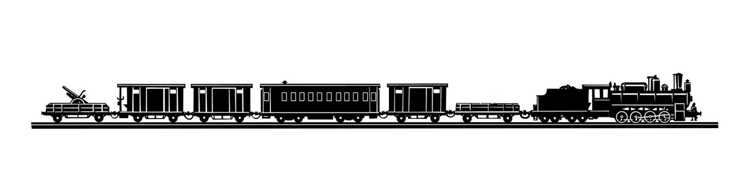 vector silhouette of the old train on white background