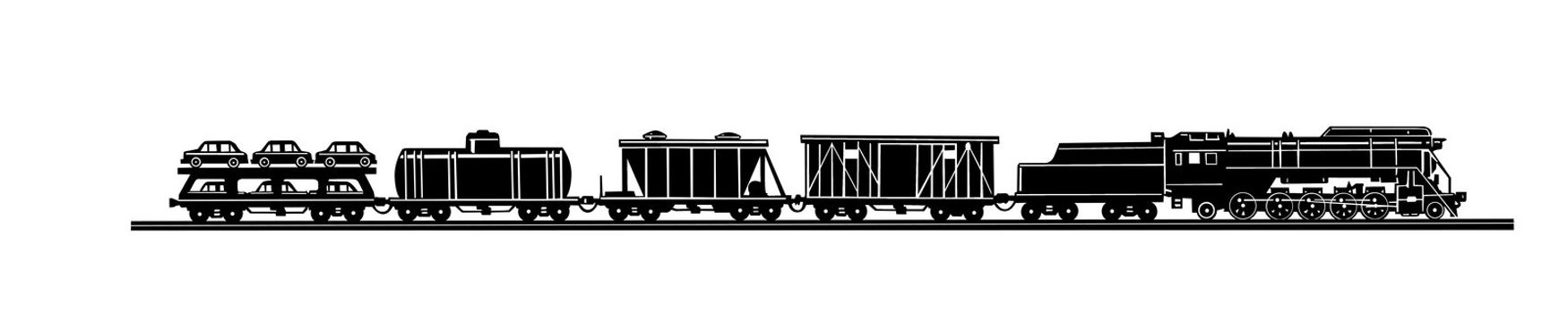 vector silhouette of the old train on white background