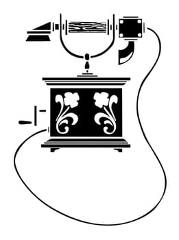 vector silhouette of the old telephone on white background