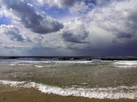 the landscape. beautiful sky with clouds, unusual and sea wave