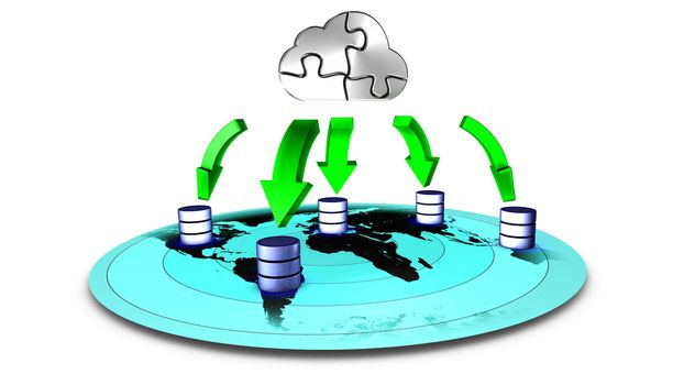 3d Illustration of database Cloud backup