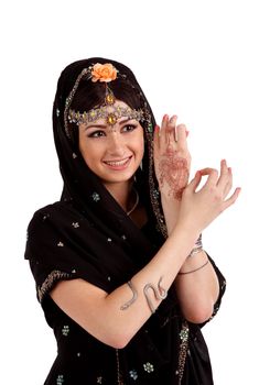 Young girl in the Indian national costume
