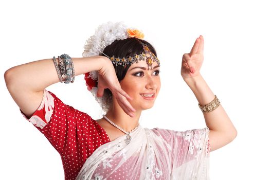 Young girl in the Indian national costume
