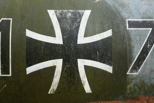 Details of an old grungy army aircraft..