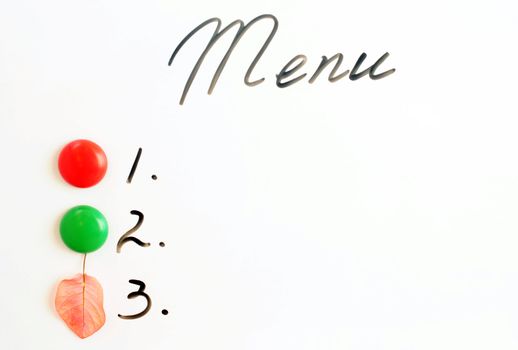 Handwriting of menu with a blank list