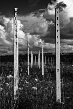 Modern day ruins in the countryside.