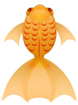 Fancy Goldfish Top View Clipart Illustration Isolated on White Background