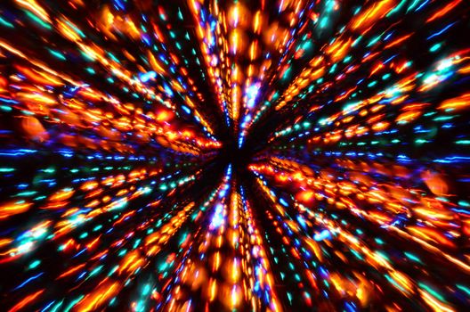 Multi-colored explosion of lights. Tunnel effect wallpaper