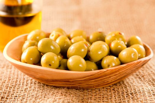 green olives on hessian