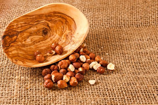 hazelnuts on hessian