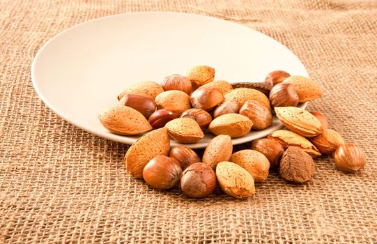 mixed nuts on hessian
