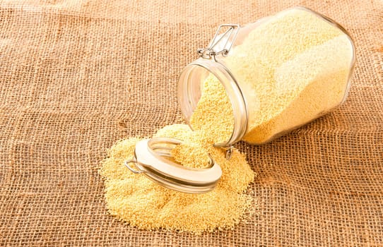cous cous on hessian
