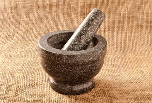 pestle and mortar on hessian
