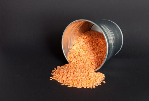 red lentils in a tin