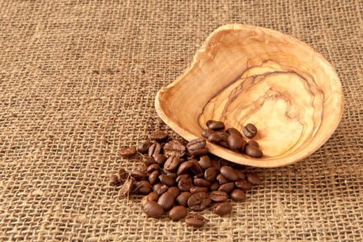 coffee beans on hessian