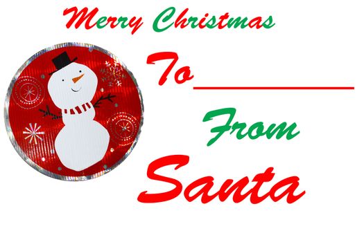 A Christmas Santa signed gift tag isolated on white with room for your text
